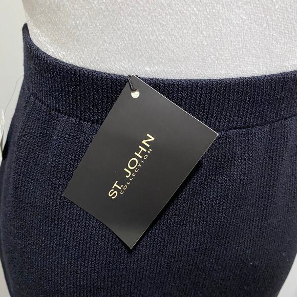 New with Tags ST JOHN Collection Black Knit Skirt Size 2 Ruffled Hem Knee Length - Picture 7 of 9
